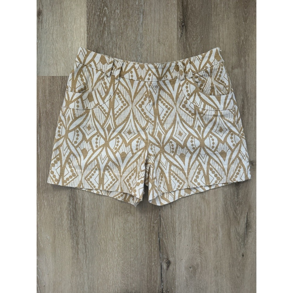 Anthropologie Elevenses Boho Geometric Shorts Tan‎ Ivory Women's 2